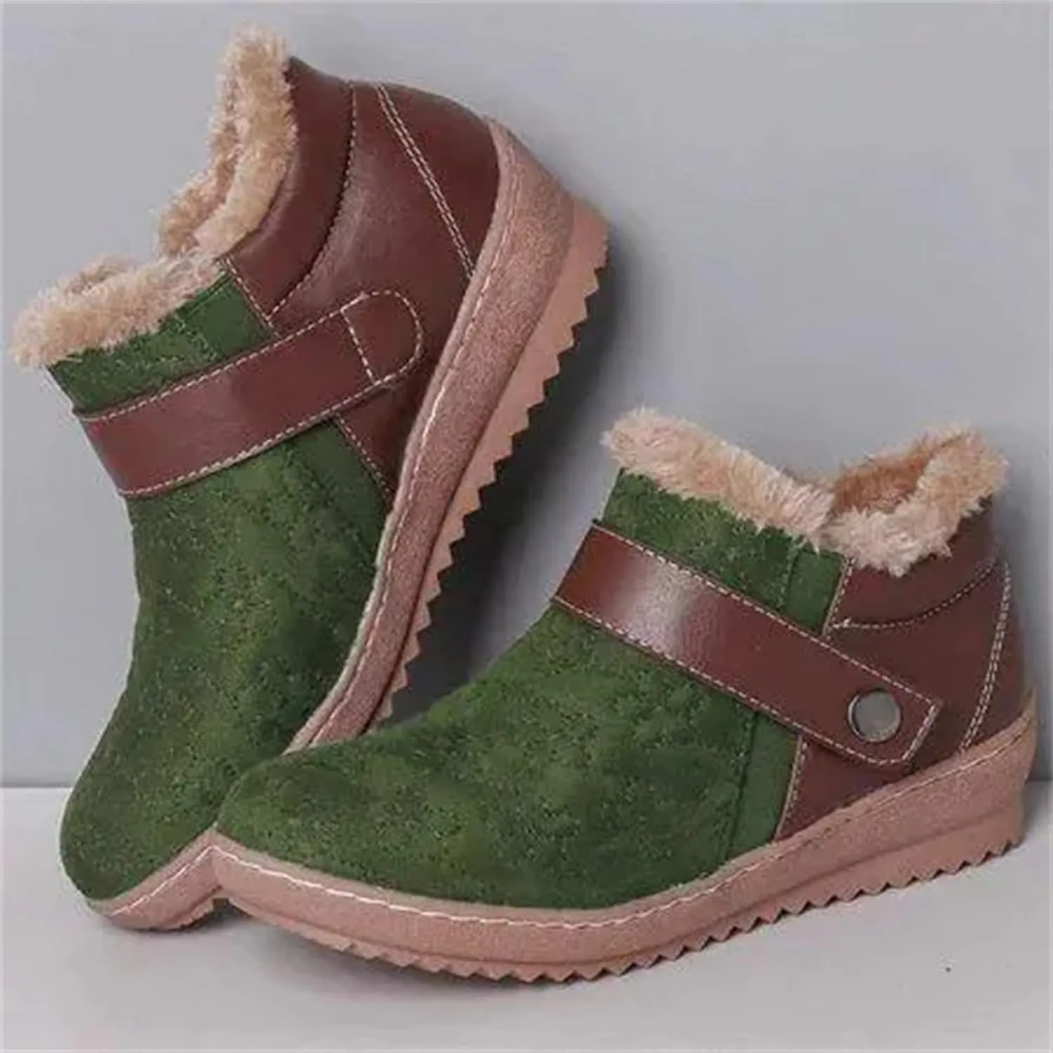Lausiuoe Snow Boots For Women Cute Wide Calf Warm Winter Fuzzy Ankle Booties Silp On Comfortable Casual Fashion Loafers
