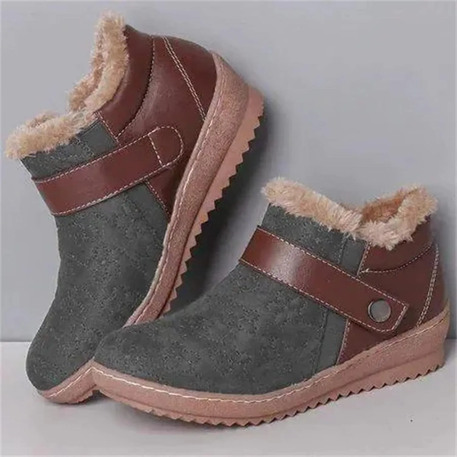 Lausiuoe Snow Boots For Women Cute Wide Calf Warm Winter Fuzzy Ankle Booties Silp On Comfortable Casual Fashion Loafers