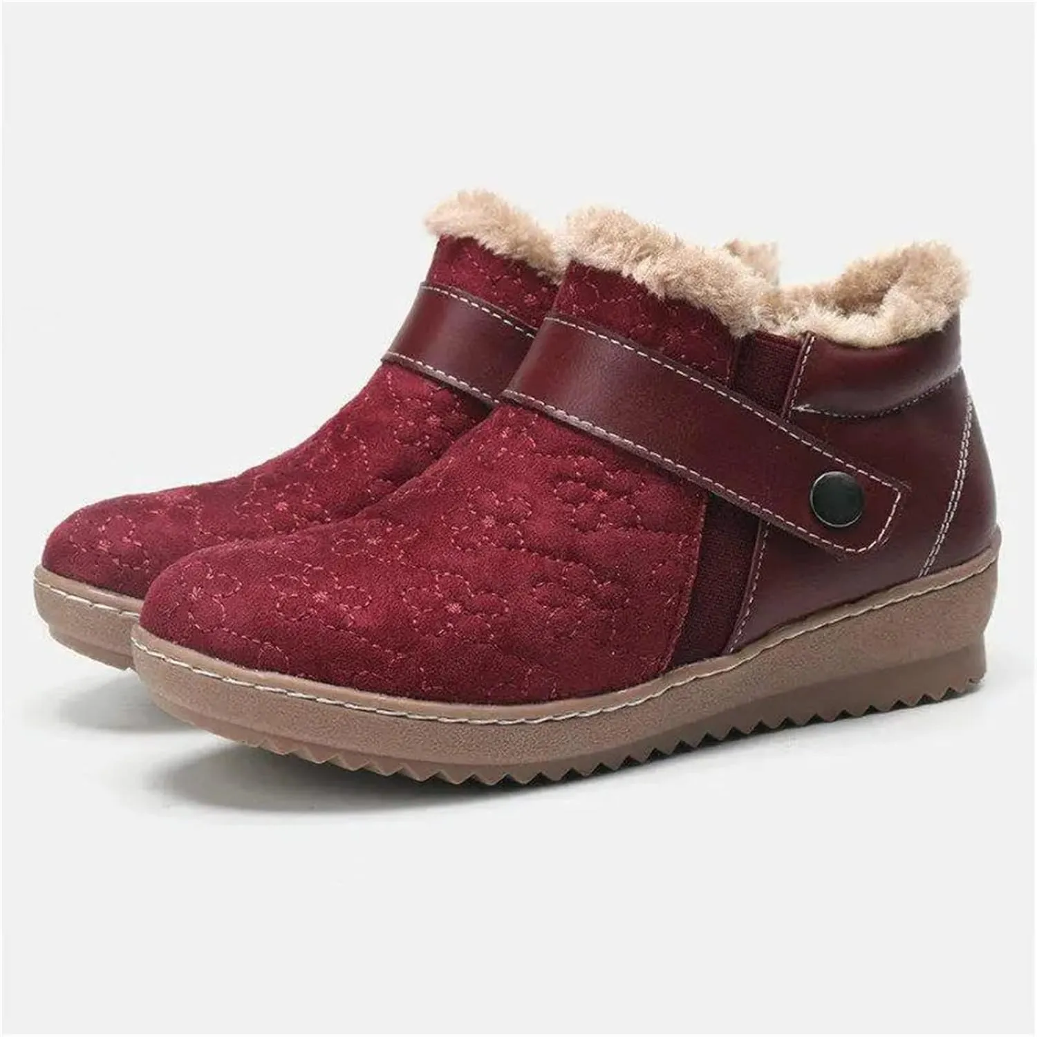 Lausiuoe Snow Boots For Women Cute Wide Calf Warm Winter Fuzzy Ankle Booties Silp On Comfortable Casual Fashion Loafers