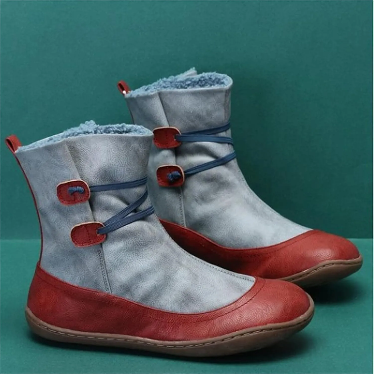 Lausiuoe Snow Boots For Women Wide Width Mid Calf Winter Boots Fur Lined Warm Fuzzy Ankle Booties Fashion Trendy Slip On Shoe