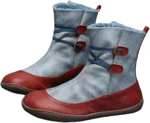 Lausiuoe Snow Boots For Women Wide Width Mid Calf Winter Boots Fur Lined Warm Fuzzy Ankle Booties Fashion Trendy Slip On Shoe