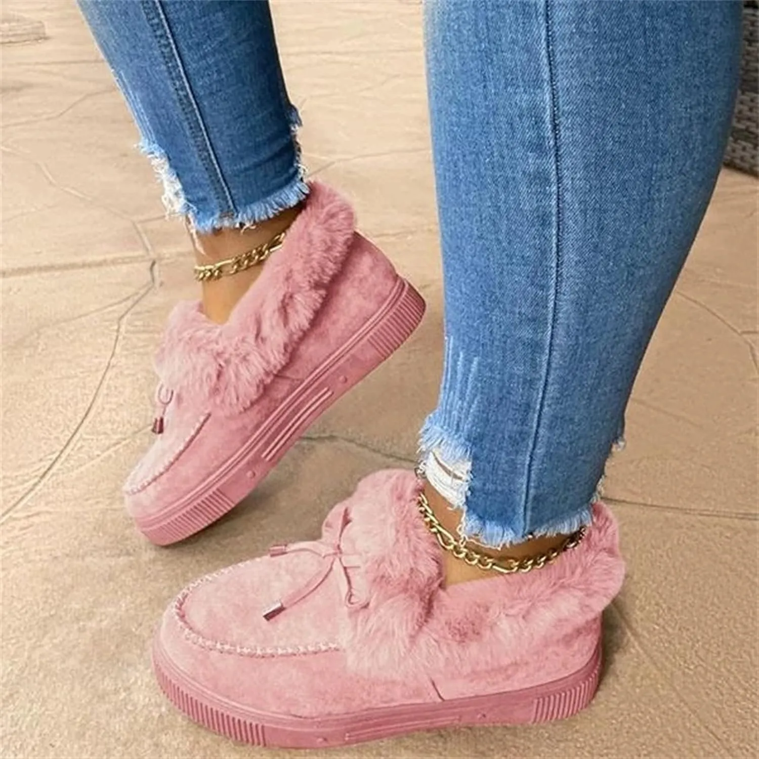 Lausiuoe Snow Boots For Women Wide Width Warm Fur Lined Winter Booties Casual Fashion Trendy Comfortable Fuzzy Shoes