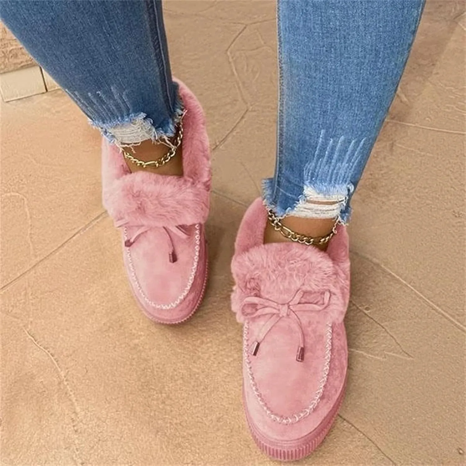 Lausiuoe Snow Boots For Women Wide Width Warm Fur Lined Winter Booties Casual Fashion Trendy Comfortable Fuzzy Shoes