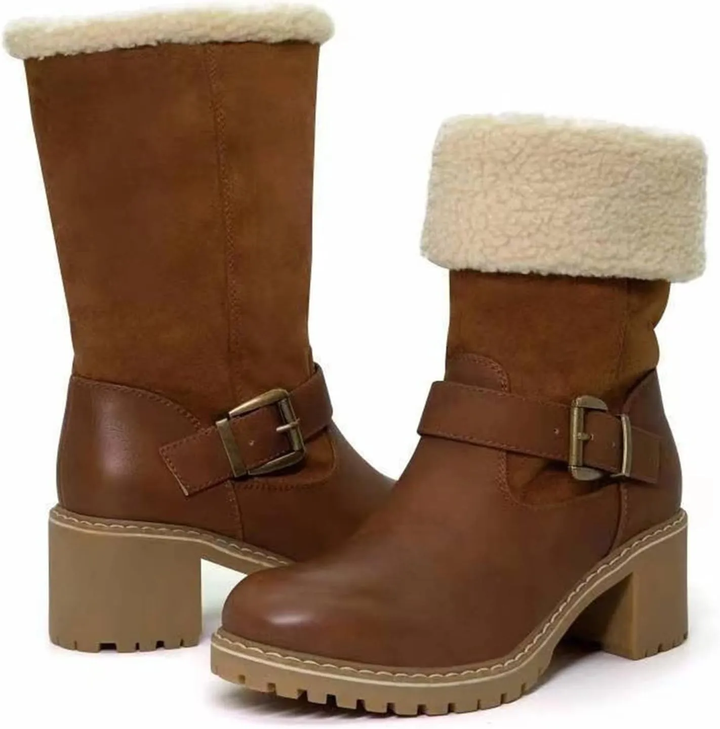 Lausiuoe Winter Boots For Women Fashion 2022 Womens Snow Boots Warm Booties Casual Trendy Outdoor Fur Lined Lining Fuzzy Shoes