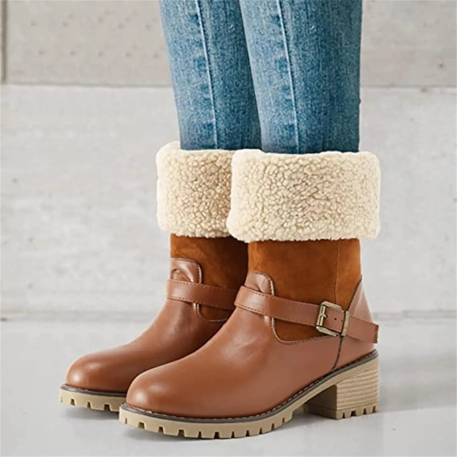 Lausiuoe Winter Boots For Women Fashion 2022 Womens Snow Boots Warm Booties Casual Trendy Outdoor Fur Lined Lining Fuzzy Shoes