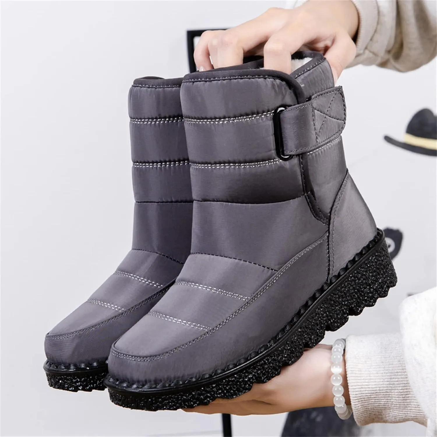 Lausiuoe Winter Boots For Women Waterproof Snow Non Slip Warm Fur Lined Anti-Slip Ankle Booties Outdoor Walking Shoes