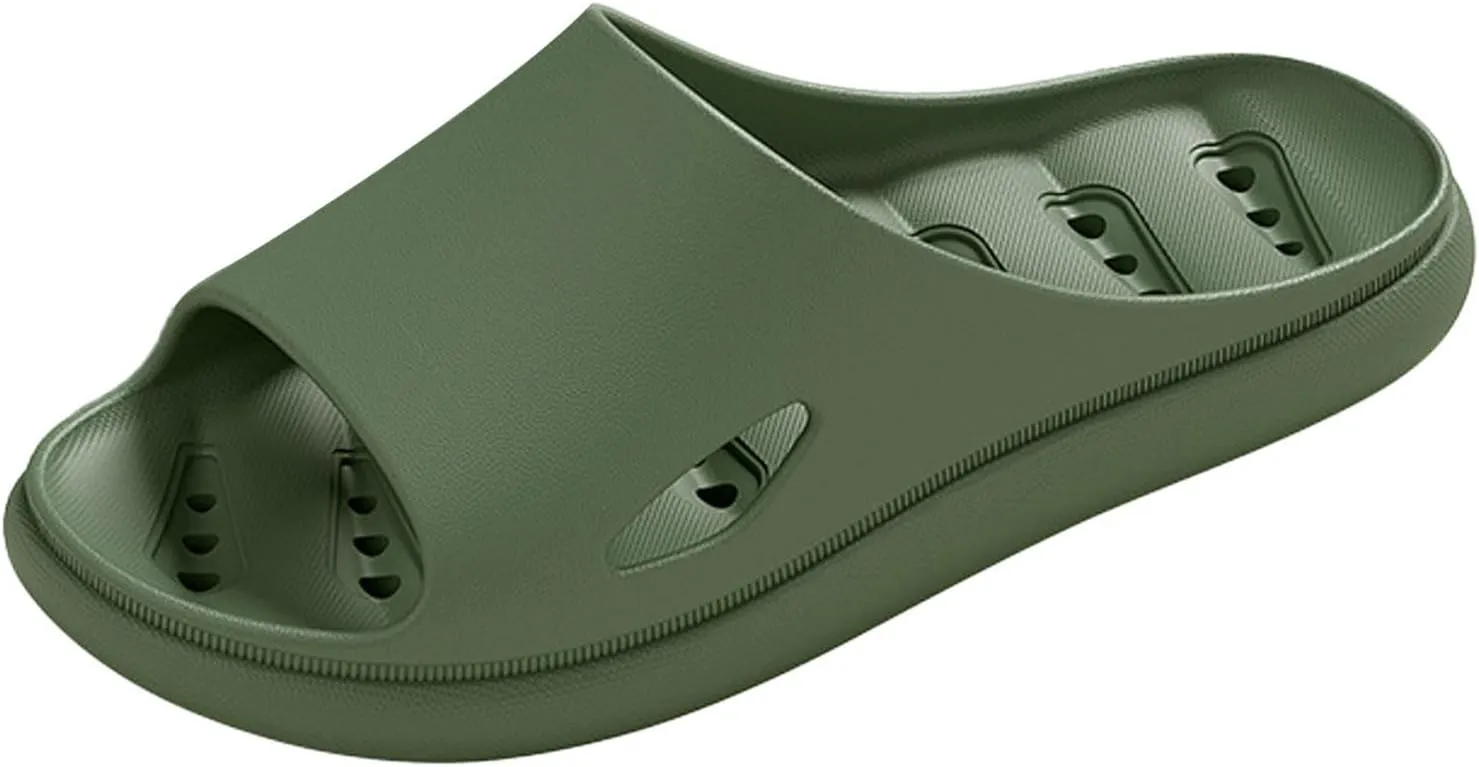 Men and Women Same Couples Quick Drying Slip Leakage Thick Soled Soft Soled Solid Color Home Women Slide Sandals Size 8