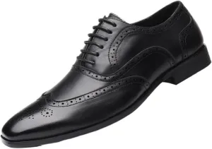 Men's Breathable Formal Oxfords Men Business Wedding Genuine Leather Shoes Vintage Lace-up Brogue