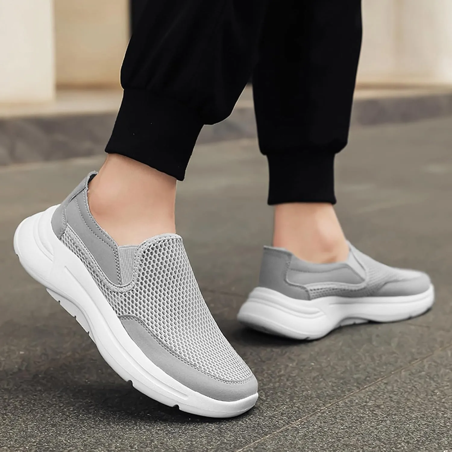 Men's Breathable Slip On Sneakers Lightweight Casual Shoes for Walking Running Gym Yoga Outdoor Summer Spring