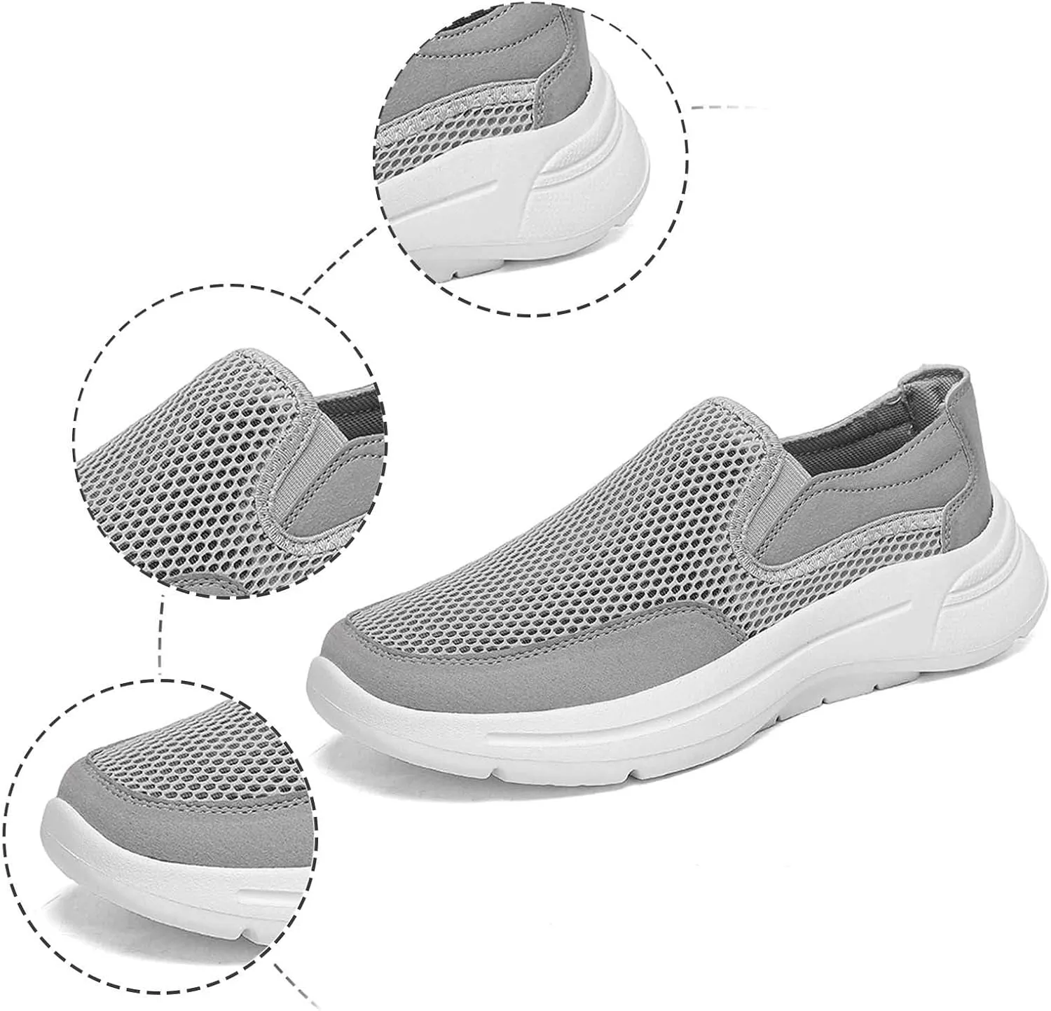 Men's Breathable Slip On Sneakers Lightweight Casual Shoes for Walking Running Gym Yoga Outdoor Summer Spring
