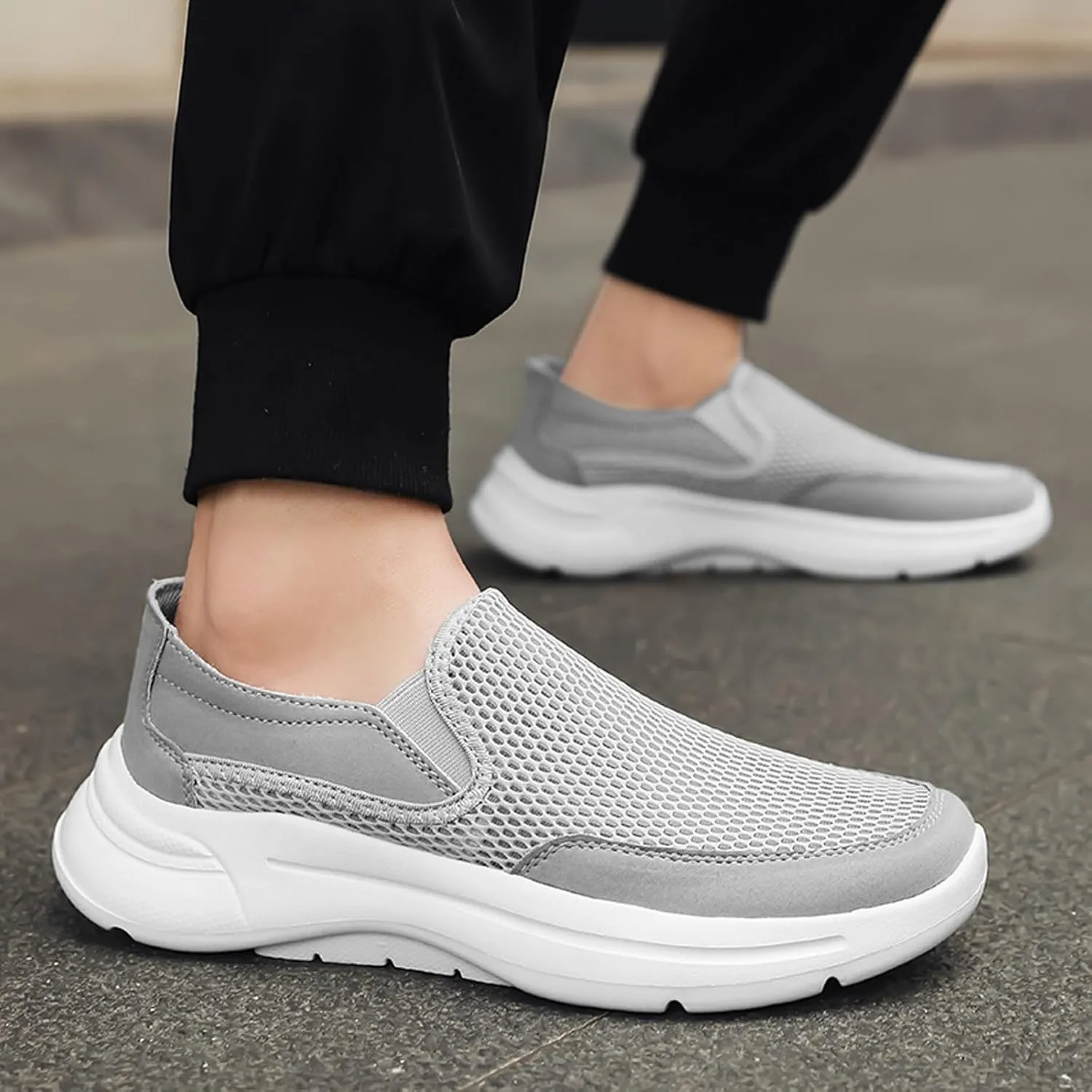 Men's Breathable Slip On Sneakers Lightweight Casual Shoes for Walking Running Gym Yoga Outdoor Summer Spring