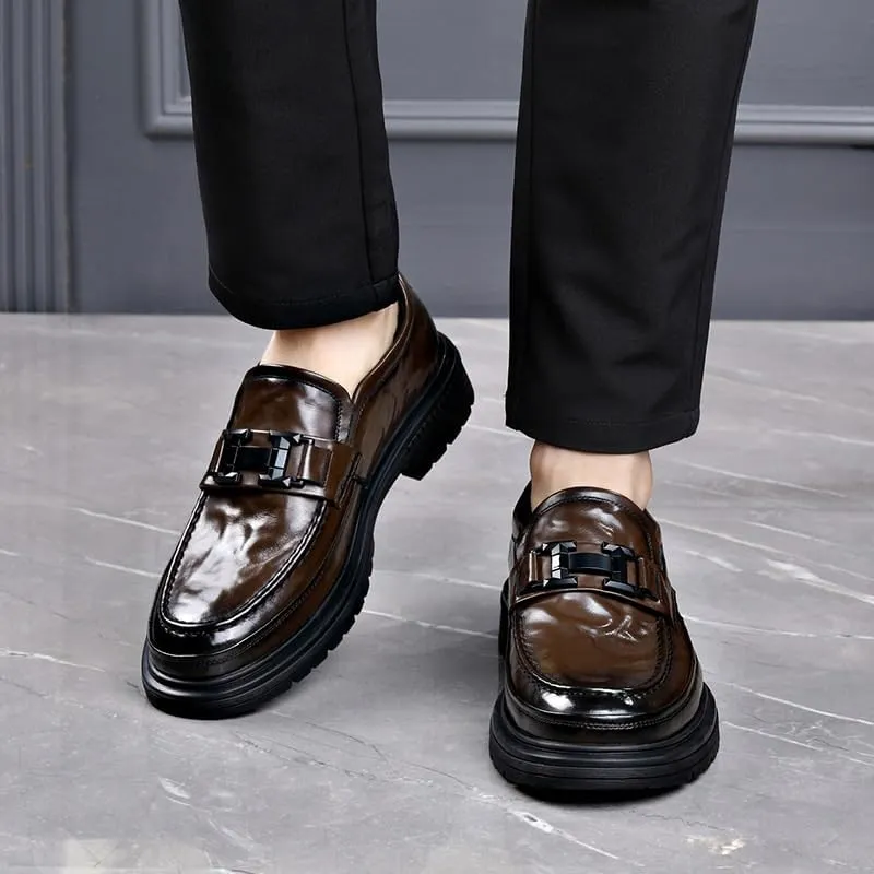 Men's Casual Leather Oxford Shoes Low Top Lace-Up Design with Cushioned Insole and Anti-Slip Rubber Outsole for Daily Wear
