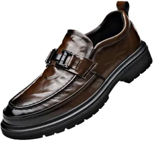 Men's Casual Leather Oxford Shoes Low Top Lace-Up Design with Cushioned Insole and Anti-Slip Rubber Outsole for Daily Wear