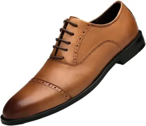 Men's Classic Leather Dress Shoes Comfortable Fashion Slip-On Business Office Pointed Toe Derby Oxford Shoes