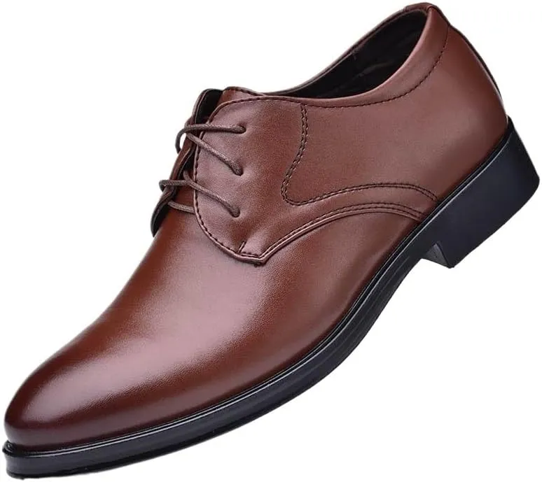 Men's Comfort Dress Shoes Classic Hand Stitched Business Formal Oxfords Non-Slip Softsole Derby Shoes for Men