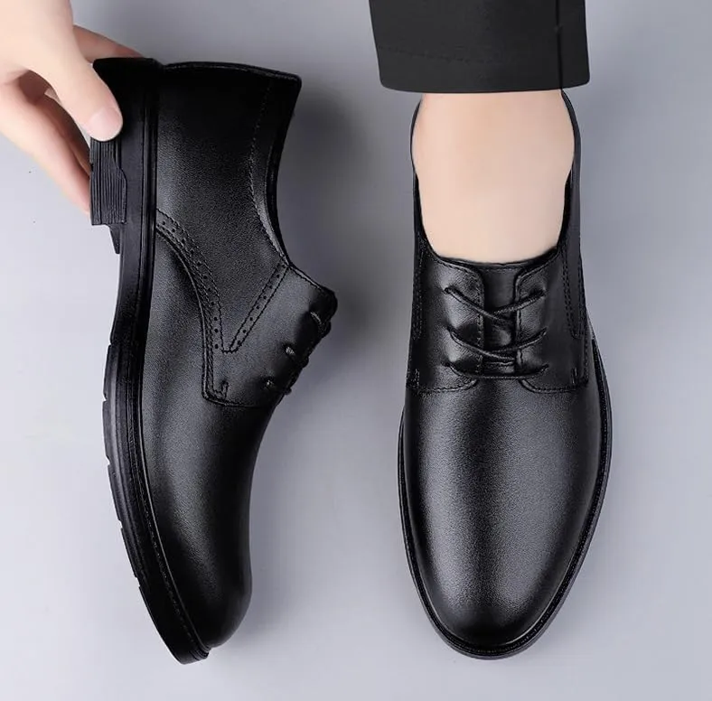 Mens Comfort Hand Stitched Genuine Leather Oxfords Shoes Men Fashion Classic Lace Up Business Formal Derby Shoes