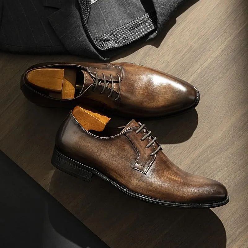 Men's Dress Shoes Casual Lace up Formal Oxfords Shoes Patent Leather Derby Shoes for Men