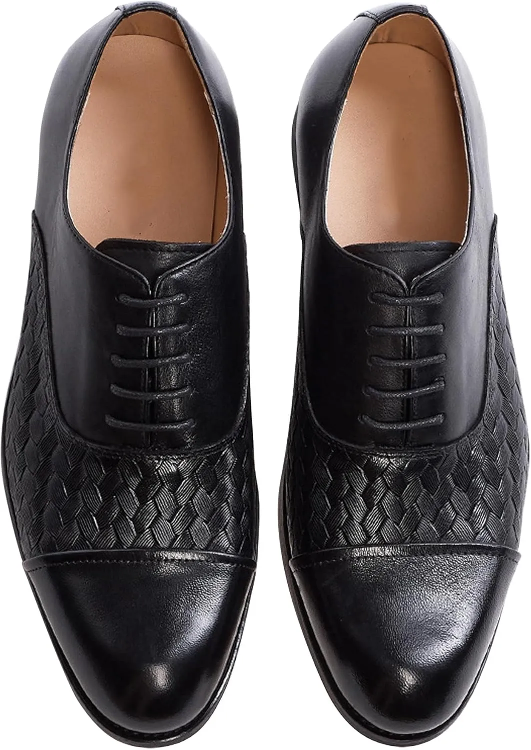 Mens Dress Shoes Formal Oxfords Genunie Leather Cap Toe Weave Texture Modern Derby Fashion Prom Wedding Business Casual Suit Shoes Tuxedo Shoes for Men