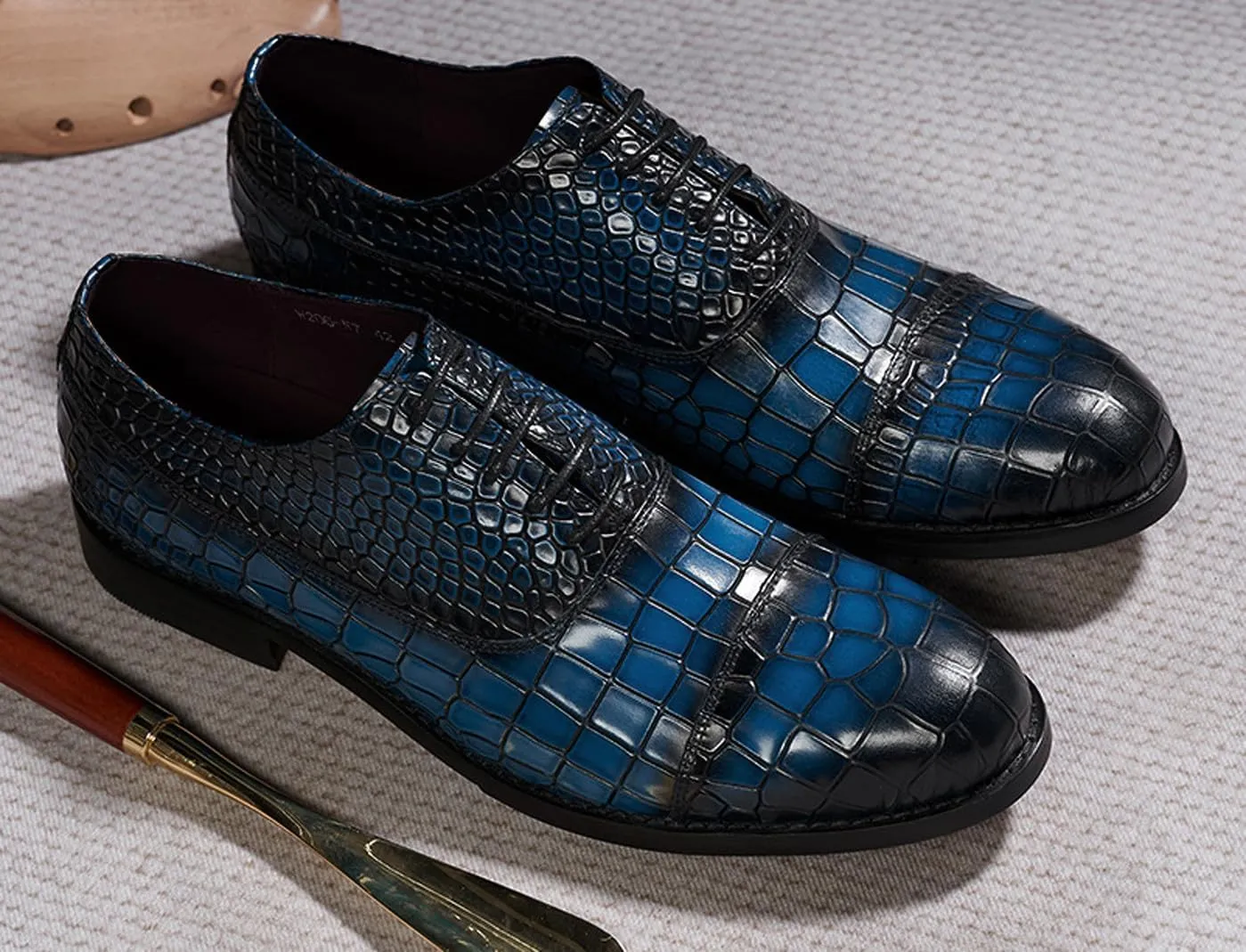 Mens Dress Shoes Formal Oxfords Suit Shoes Fashion Modern Genunie Leather Crocodile Texture Derby Prom Wedding Business Causal Tuxedo Shoes for Men