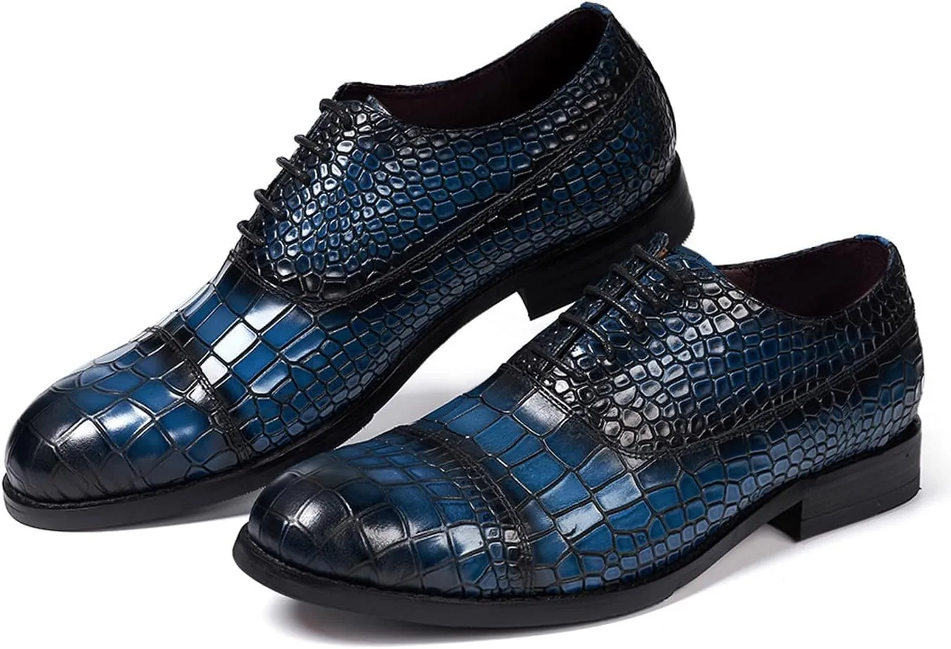 Mens Dress Shoes Formal Oxfords Suit Shoes Fashion Modern Genunie Leather Crocodile Texture Derby Prom Wedding Business Causal Tuxedo Shoes for Men