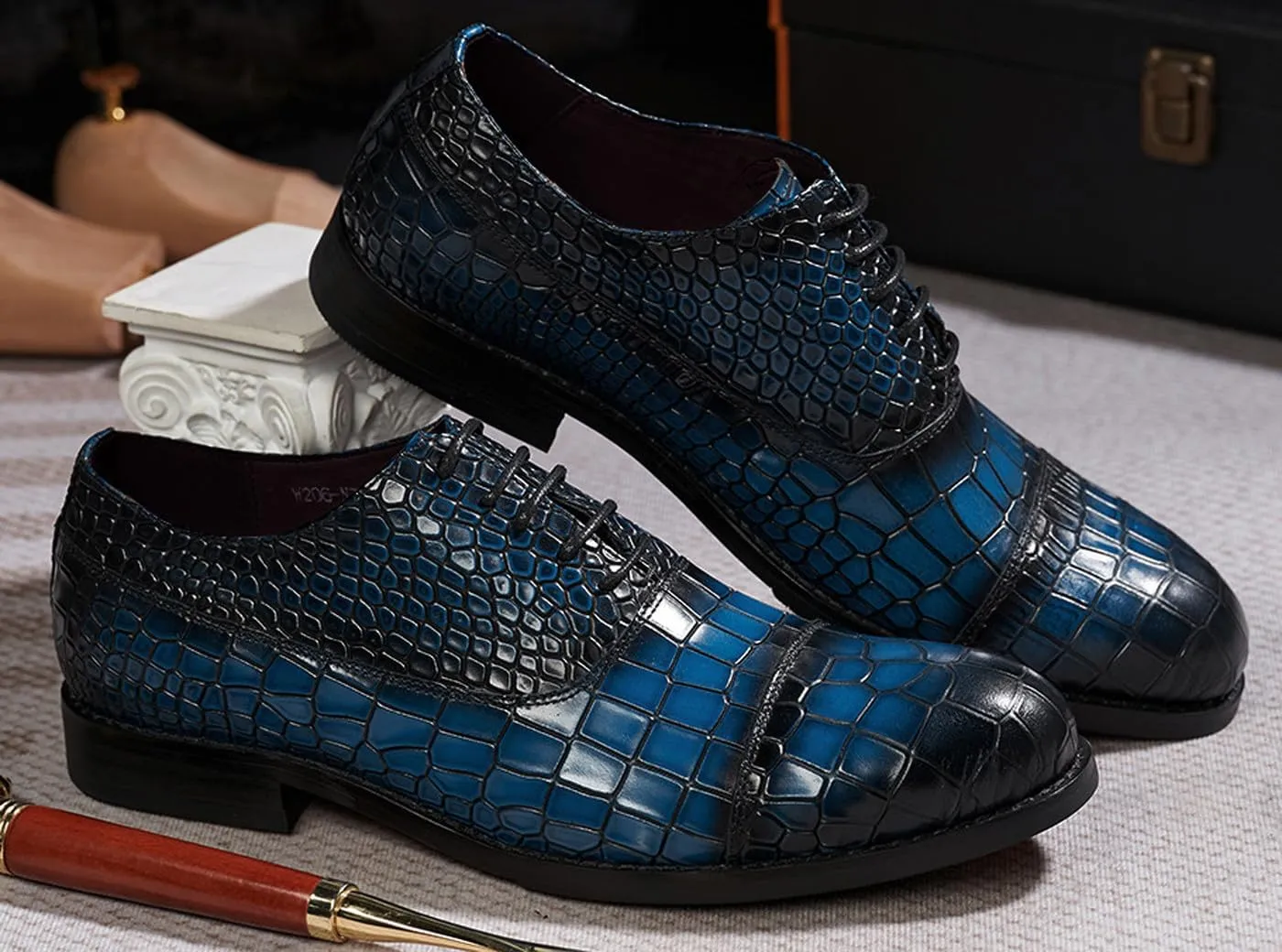 Mens Dress Shoes Formal Oxfords Suit Shoes Fashion Modern Genunie Leather Crocodile Texture Derby Prom Wedding Business Causal Tuxedo Shoes for Men