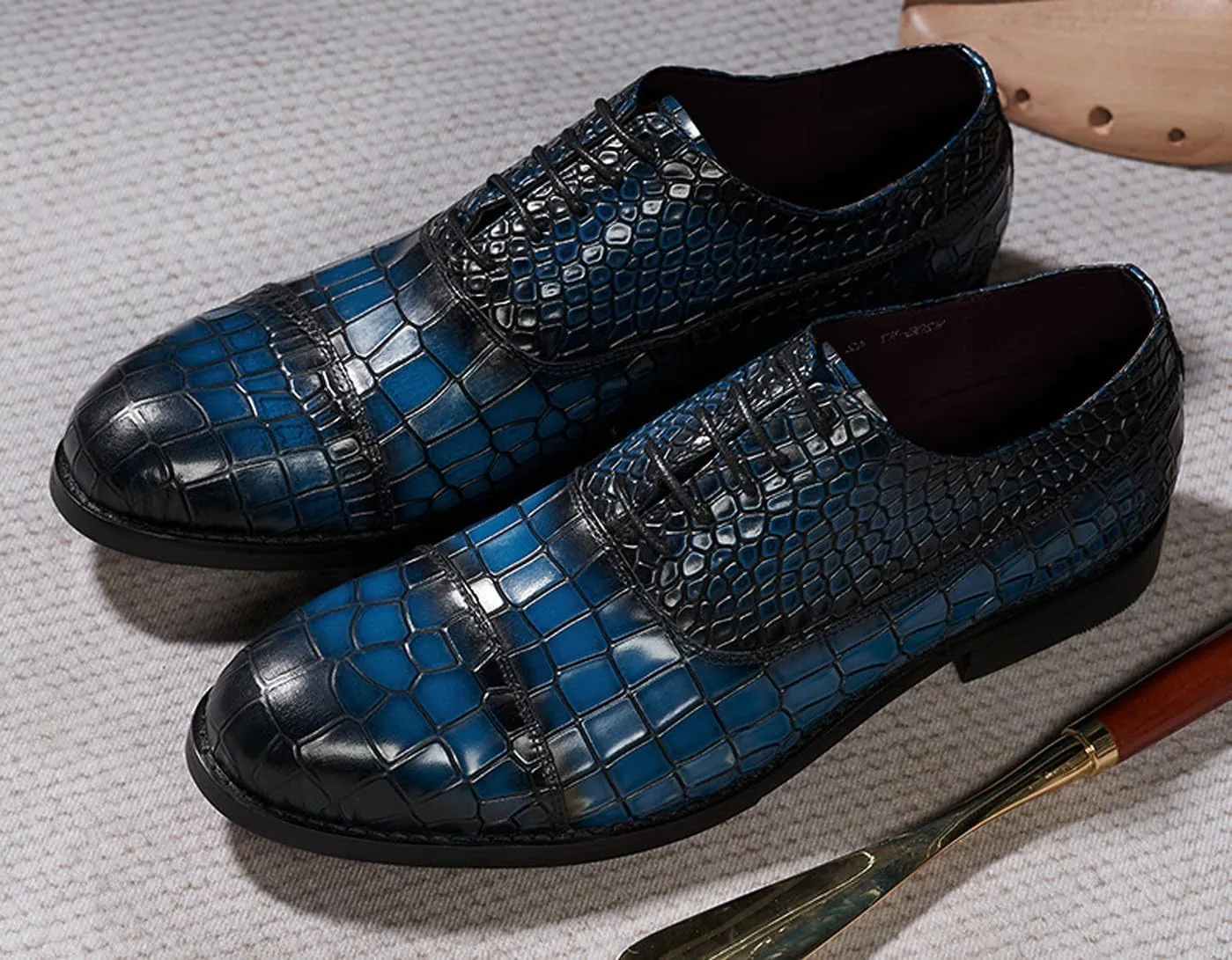 Mens Dress Shoes Formal Oxfords Suit Shoes Fashion Modern Genunie Leather Crocodile Texture Derby Prom Wedding Business Causal Tuxedo Shoes for Men