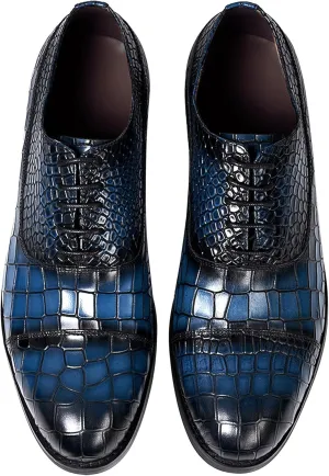 Mens Dress Shoes Formal Oxfords Suit Shoes Fashion Modern Genunie Leather Crocodile Texture Derby Prom Wedding Business Causal Tuxedo Shoes for Men