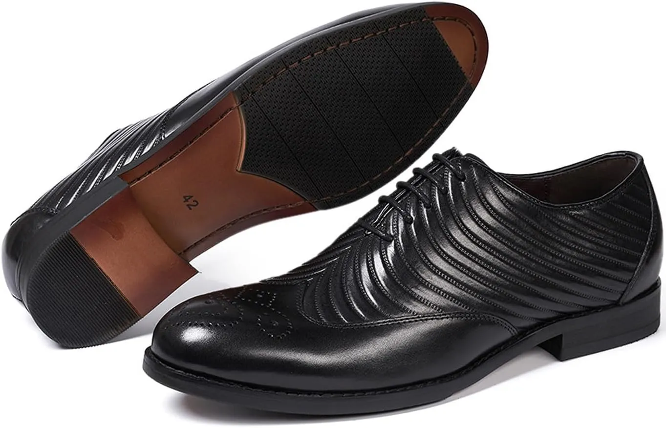 Mens Dress Shoes Formal Oxfords Suit Shoes Genunie Leather Whole Cut Oxfords Fashion Prom Wedding Business Causal Modern Derby Comfortable Tuxedo Shoes for Men