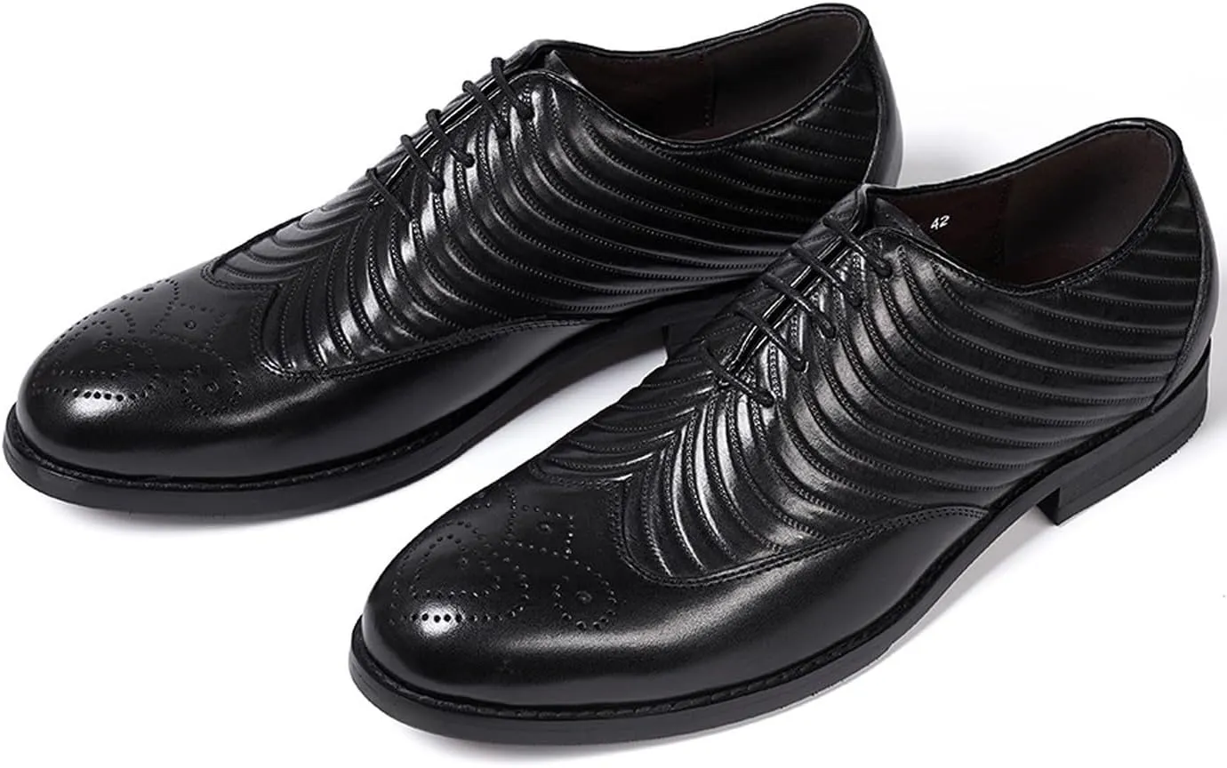 Mens Dress Shoes Formal Oxfords Suit Shoes Genunie Leather Whole Cut Oxfords Fashion Prom Wedding Business Causal Modern Derby Comfortable Tuxedo Shoes for Men