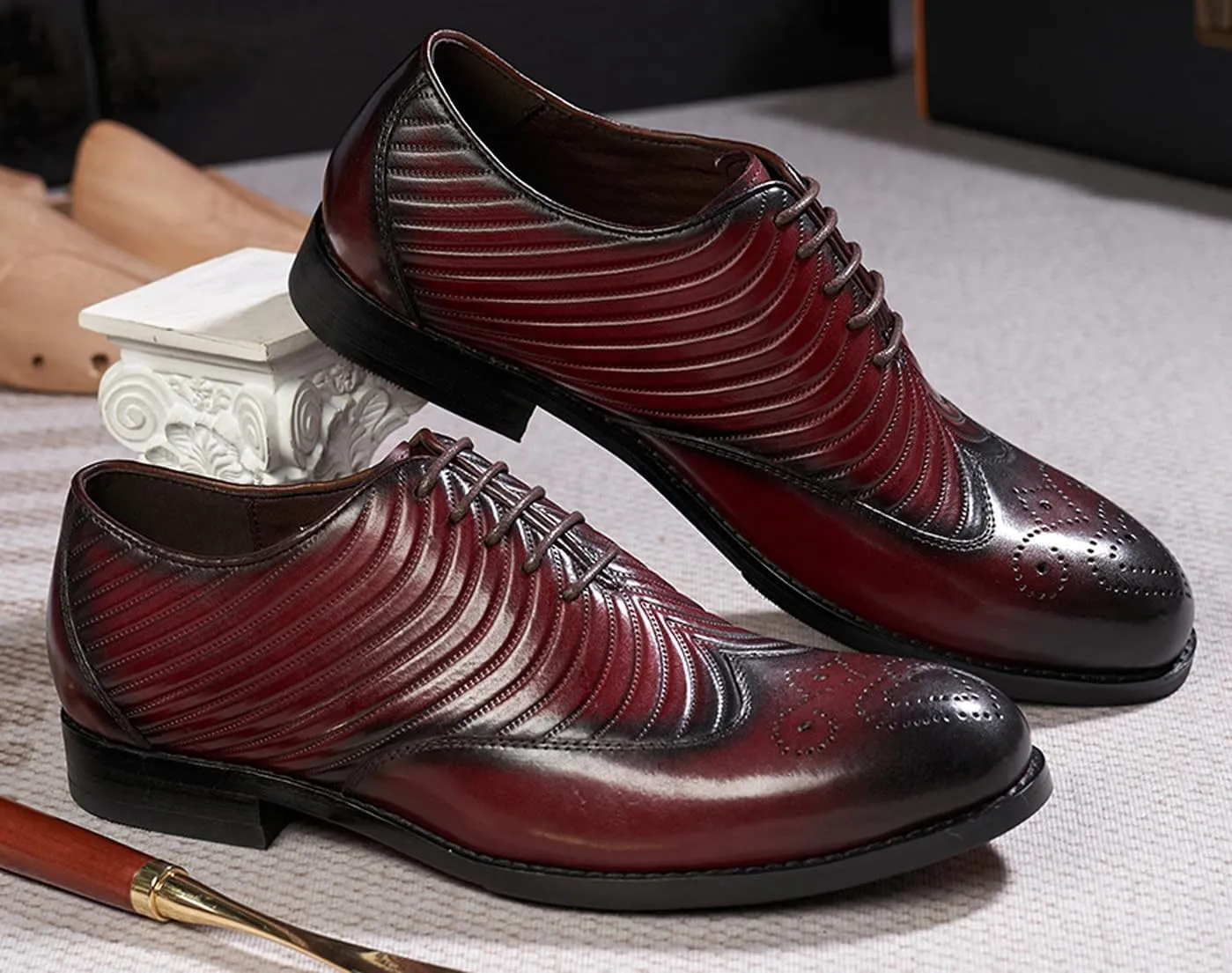 Mens Dress Shoes Formal Oxfords Suit Shoes Genunie Leather Whole Cut Oxfords Fashion Prom Wedding Business Causal Modern Derby Comfortable Tuxedo Shoes for Men