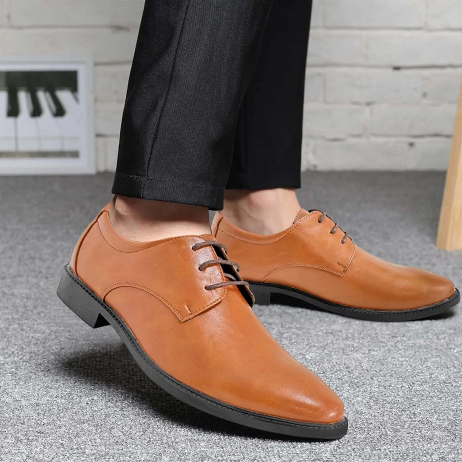 Mens Dress Shoes Modern Classic Slip On Oxfords Formal Casual Business Wedding Work Lace-ups, US Size 4-14