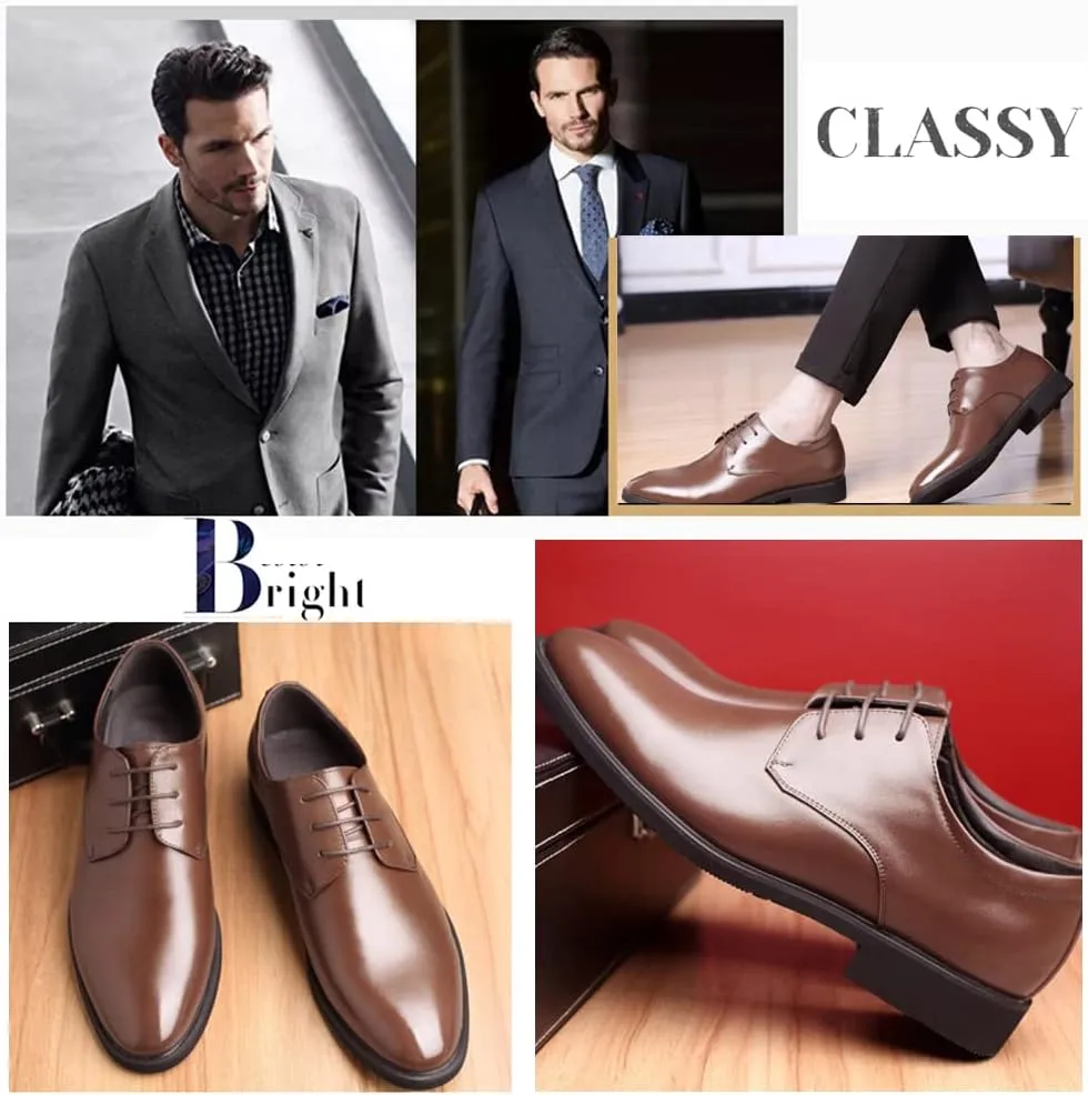 Mens Dress Shoes Modern Classic Slip On Oxfords Formal Casual Business Wedding Work Lace-ups, US Size 4-14