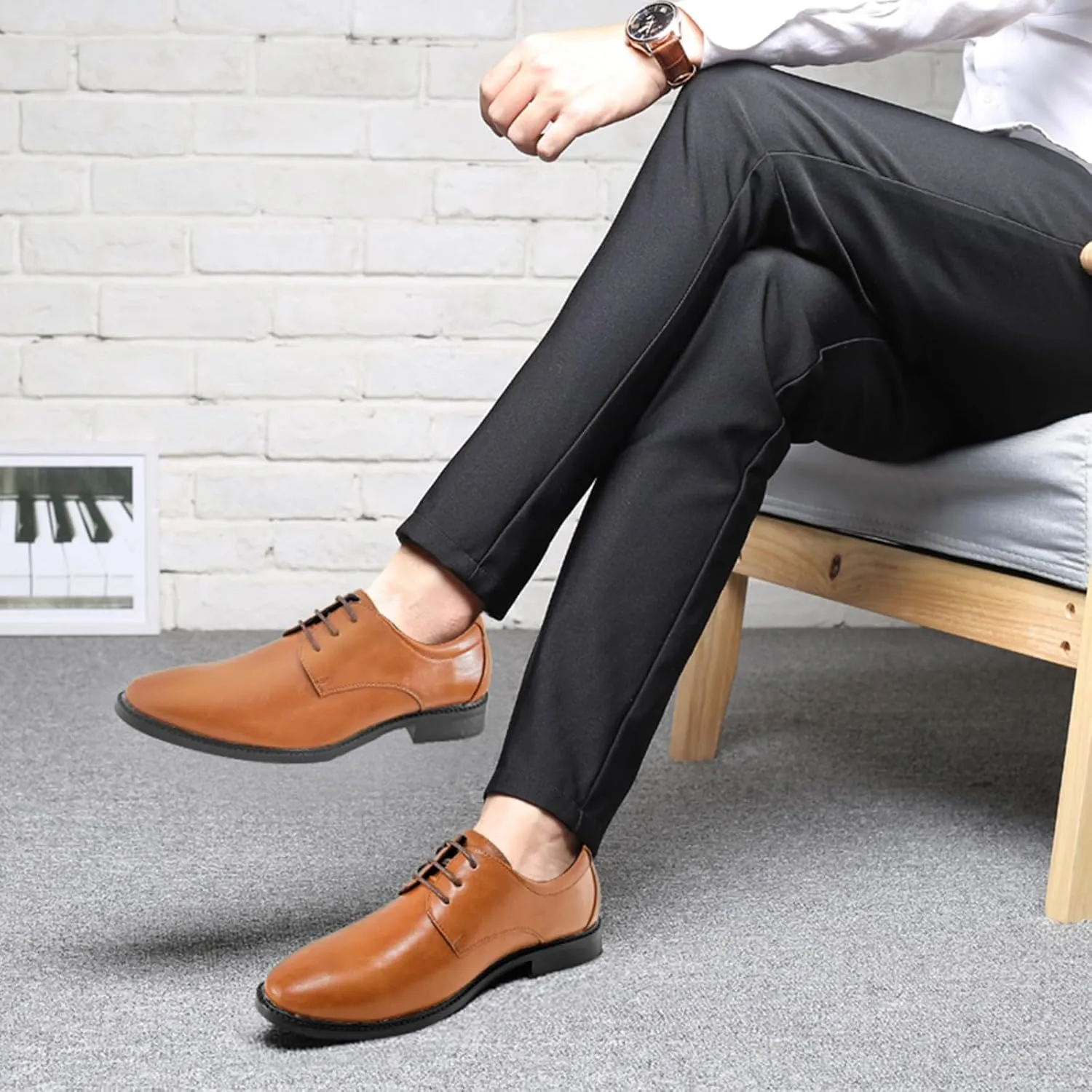 Mens Dress Shoes Modern Classic Slip On Oxfords Formal Casual Business Wedding Work Lace-ups, US Size 4-14