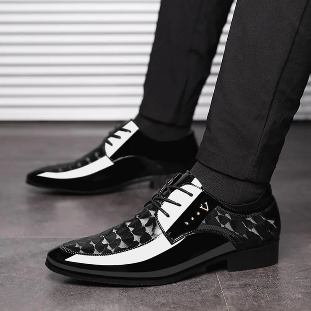 Men's Dress Tuxedo Shoes Classic Patent Leather Lace-up Formal Oxfords Shoes
