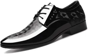 Men's Dress Tuxedo Shoes Classic Patent Leather Lace-up Formal Oxfords Shoes