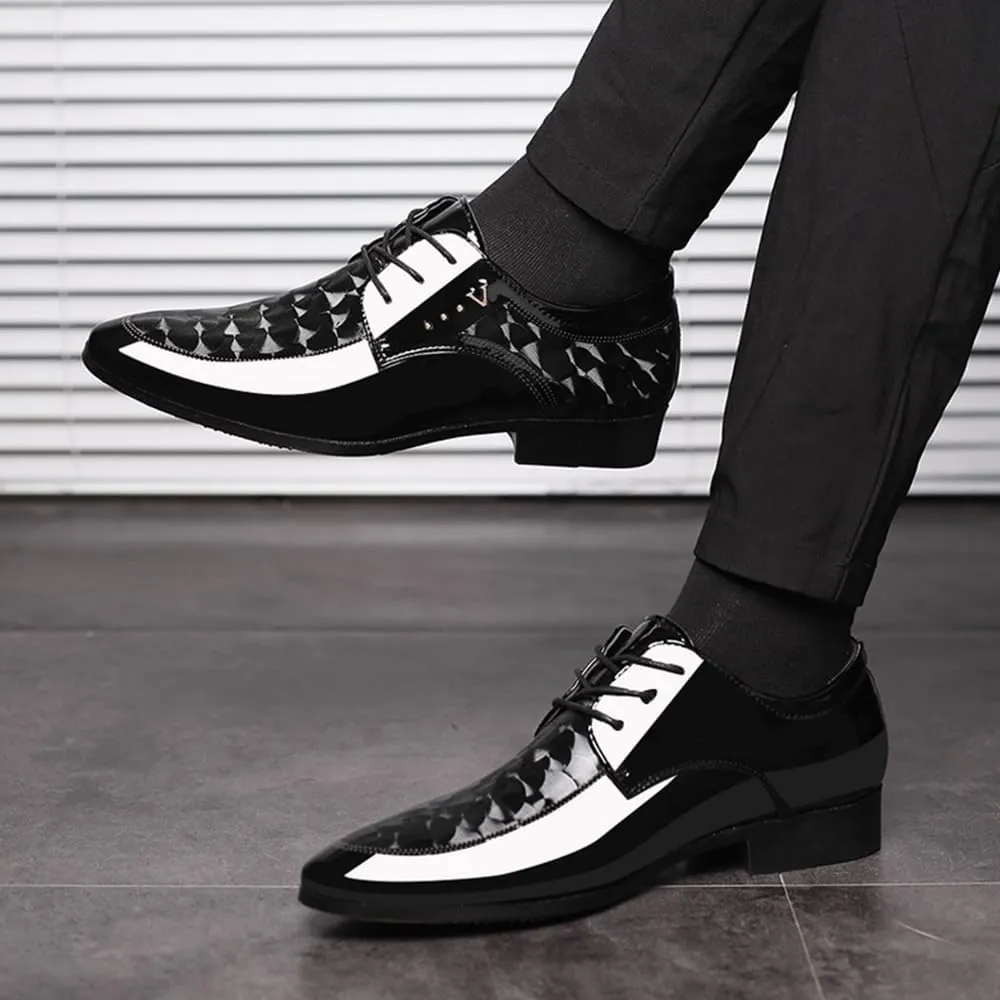 Men's Dress Tuxedo Shoes Classic Patent Leather Lace-up Formal Oxfords Shoes