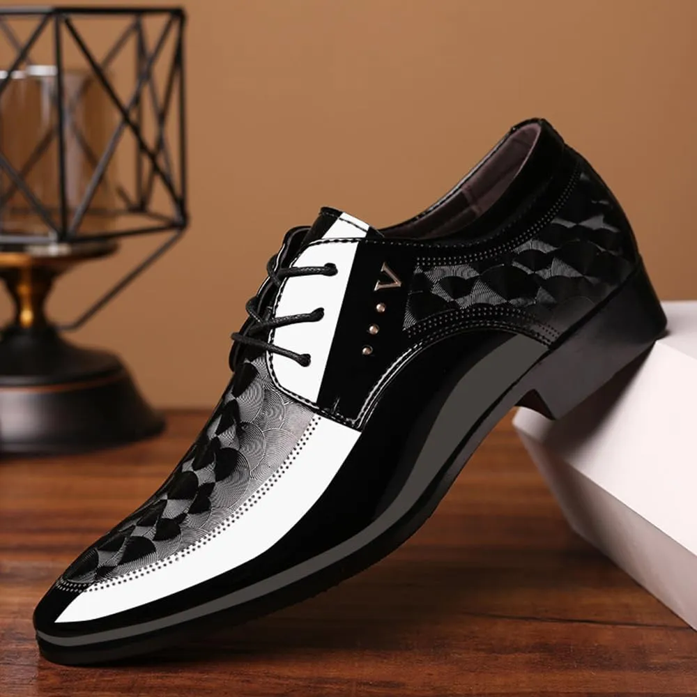 Men's Dress Tuxedo Shoes Classic Patent Leather Lace-up Formal Oxfords Shoes