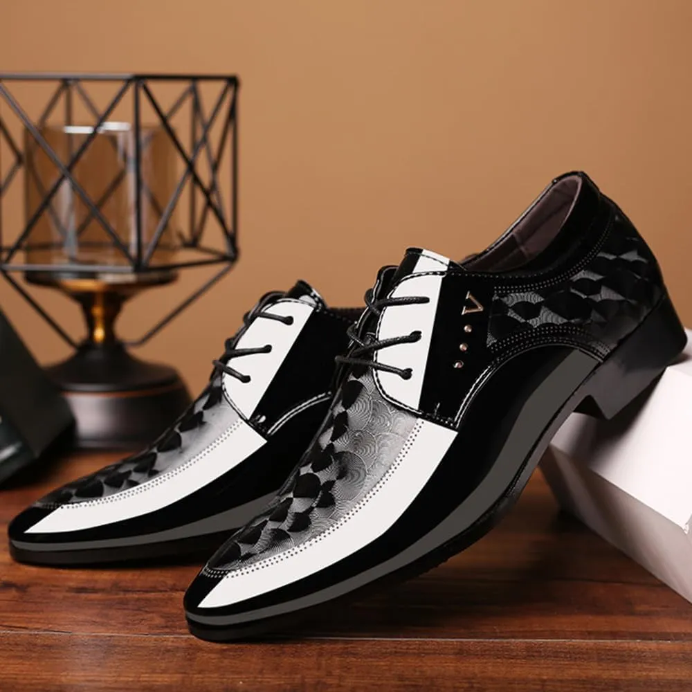 Men's Dress Tuxedo Shoes Classic Patent Leather Lace-up Formal Oxfords Shoes
