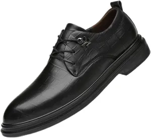 Men's Genuine Leather Business Oxfords Pointed Toe Casual Dress Shoes Mens Comfort Hand Stitched Formal Derby Shoes
