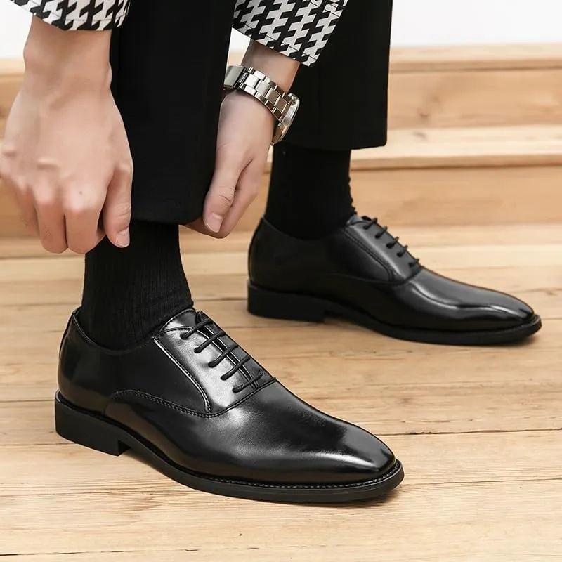 Mens Leather Shoes Footwear Dress Shoes Classic Wingtip Oxfords Business Fashion Breathable Prom Business Wedding Dress Shoes(6.5)