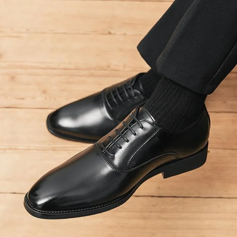Mens Leather Shoes Footwear Dress Shoes Classic Wingtip Oxfords Business Fashion Breathable Prom Business Wedding Dress Shoes(6.5)