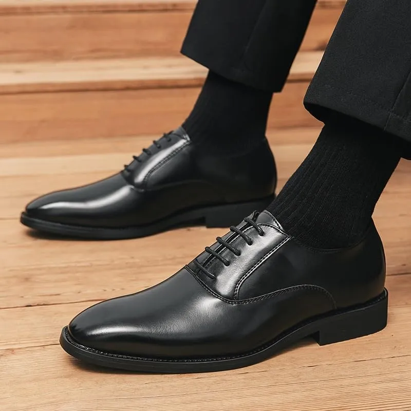 Mens Leather Shoes Footwear Dress Shoes Classic Wingtip Oxfords Business Fashion Breathable Prom Business Wedding Dress Shoes(6.5)