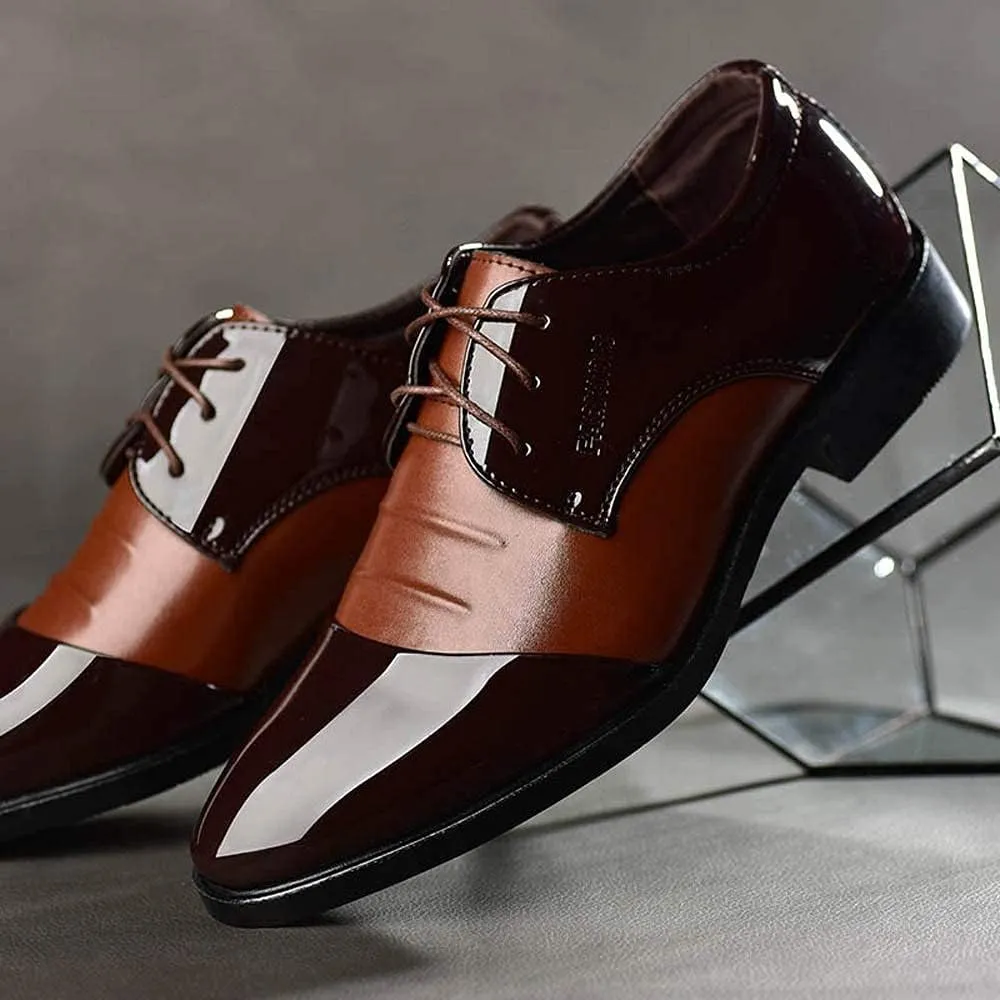 Mens Modern Formal Oxfords Shoes Lace up Pointed Toe Shoes pu Leather Tuxedo Business Dress Shoes