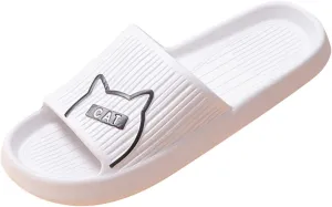 Men's Non Slip Shower Slide Sandal Fashion Cat Print Cartoon Slippers Flat Bottom Wear Shoes Men Size 11