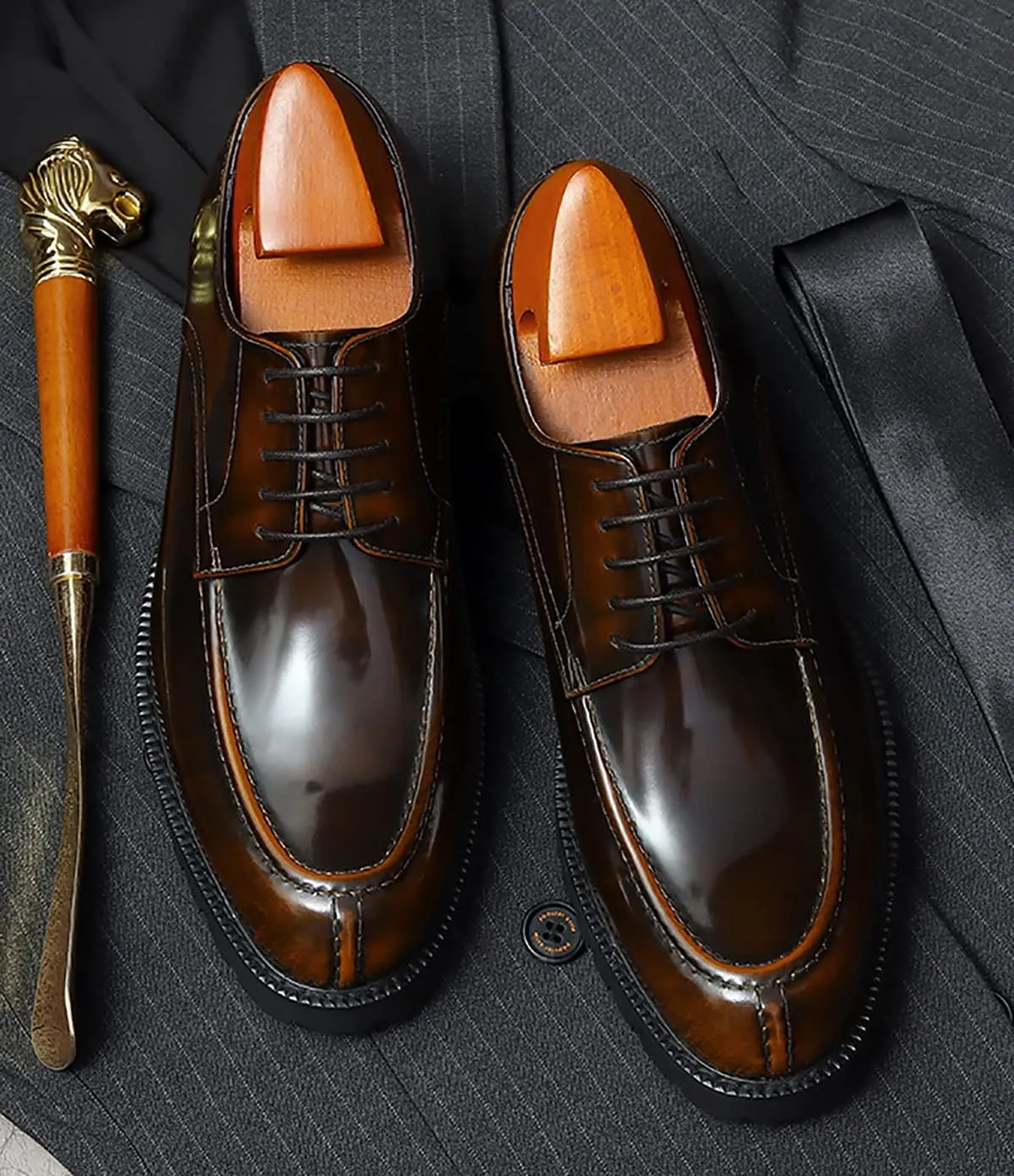 Men's Oxfords Casual Dress Shoes Genuine Leather Derby Fashion Formal Tuxedo Walking Shoes for Men