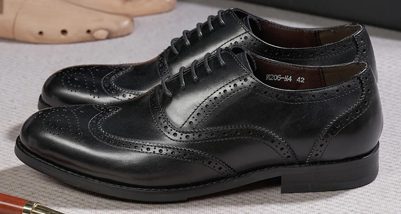 Mens Oxfords Formal Dress Suit Shoes Genunie Leather Wingtip Brogues Modern Shoes Men's Fashion Prom Wedding Business Casual Luxury Derby Comfortable Tuxedo Shoes for Men