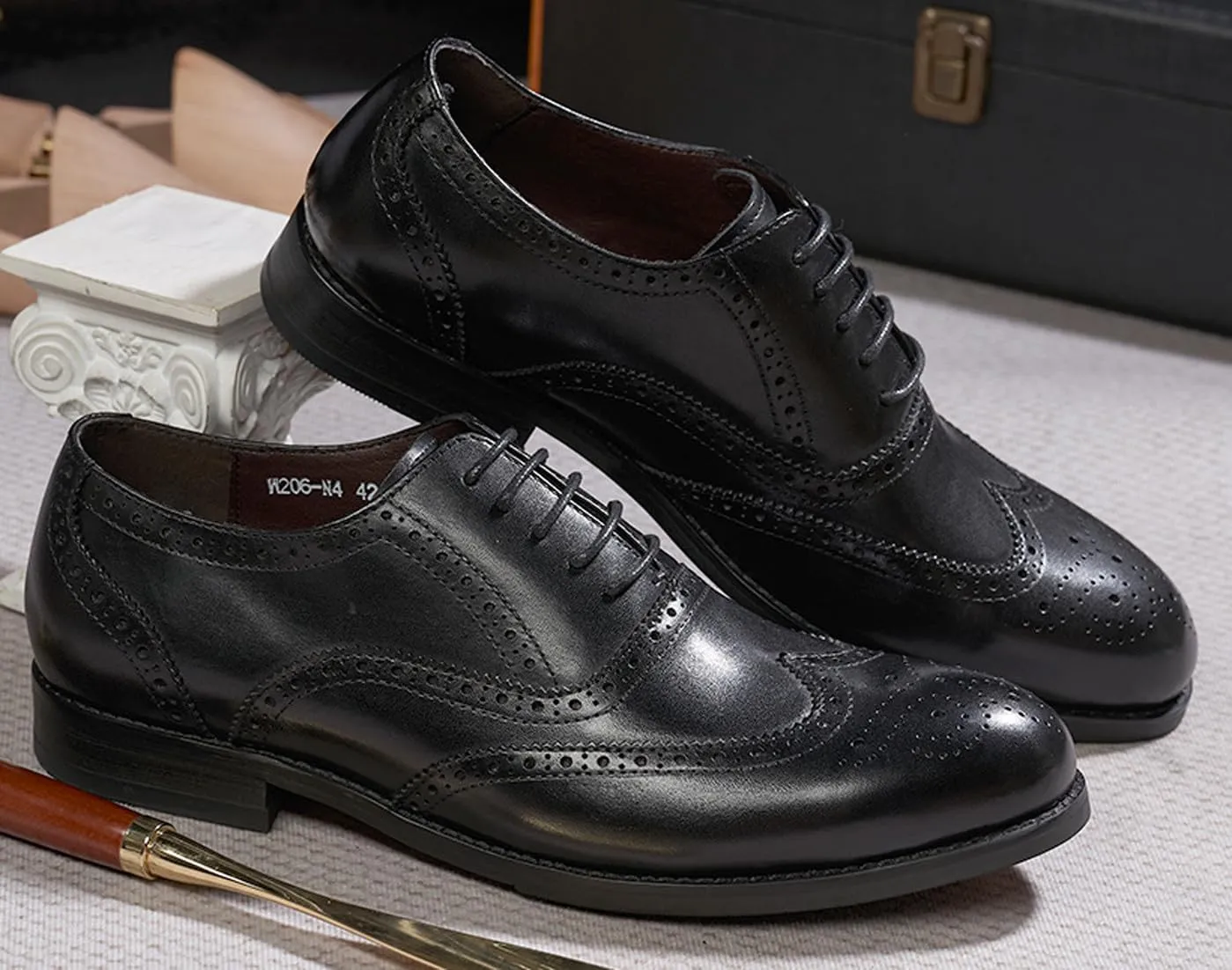 Mens Oxfords Formal Dress Suit Shoes Genunie Leather Wingtip Brogues Modern Shoes Men's Fashion Prom Wedding Business Casual Luxury Derby Comfortable Tuxedo Shoes for Men