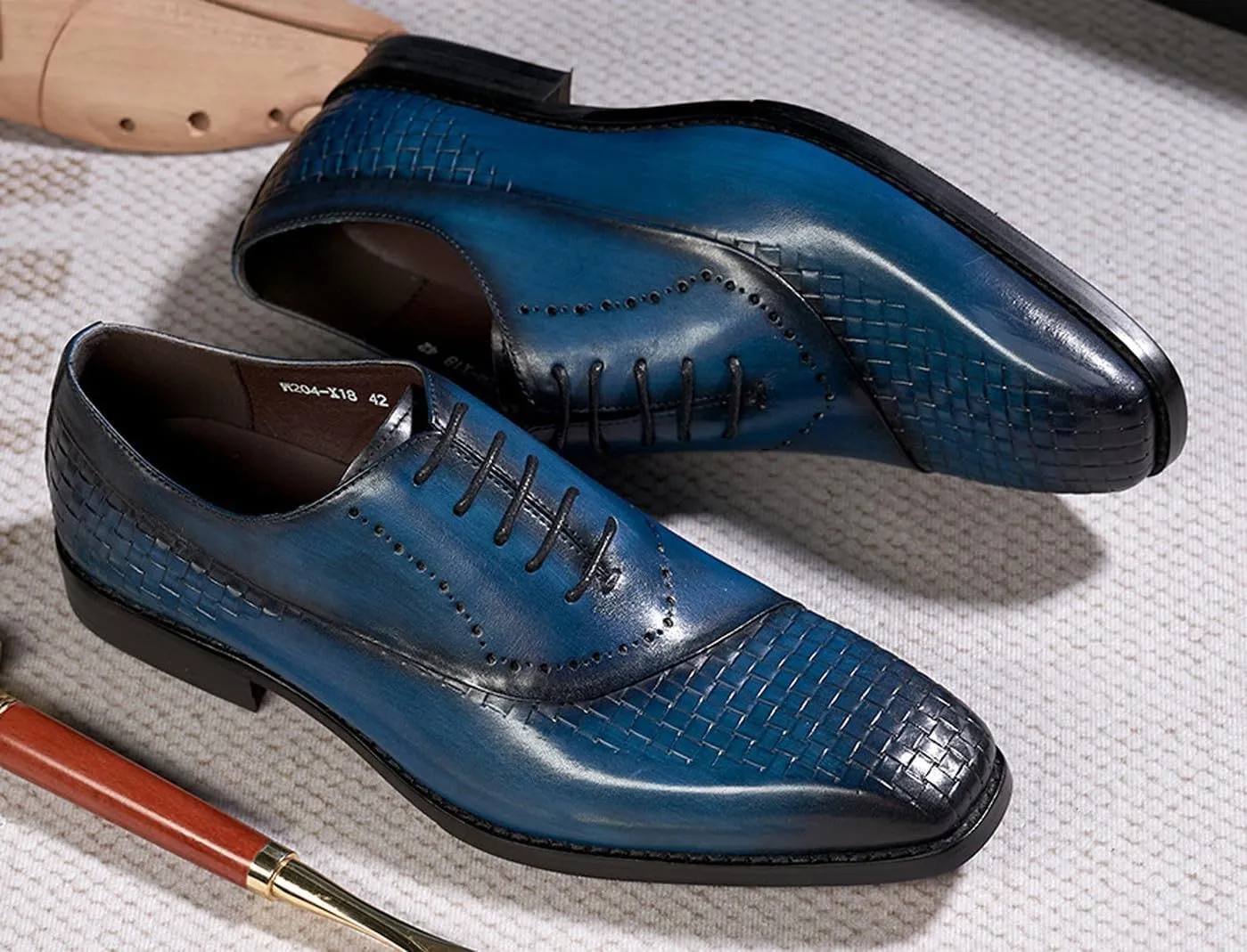 Men's Oxfords Formal Dress Suit Shoes Genunie Leather Wingtips Brogues Woven Pattern Modern Shoes Men's Fashion Prom Wedding Business Causal Derby Comfortable Tuxedo Shoes for Men