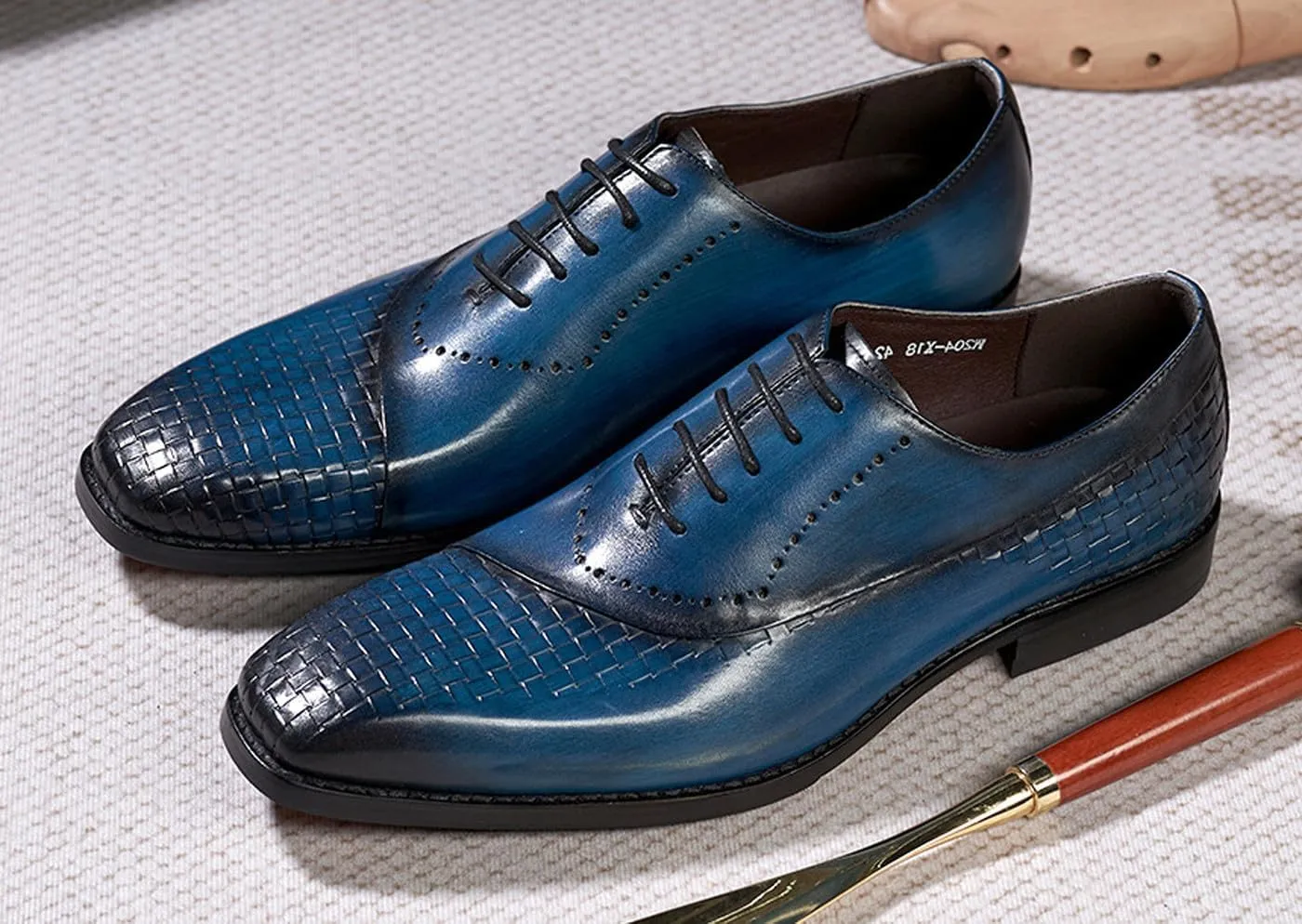 Men's Oxfords Formal Dress Suit Shoes Genunie Leather Wingtips Brogues Woven Pattern Modern Shoes Men's Fashion Prom Wedding Business Causal Derby Comfortable Tuxedo Shoes for Men