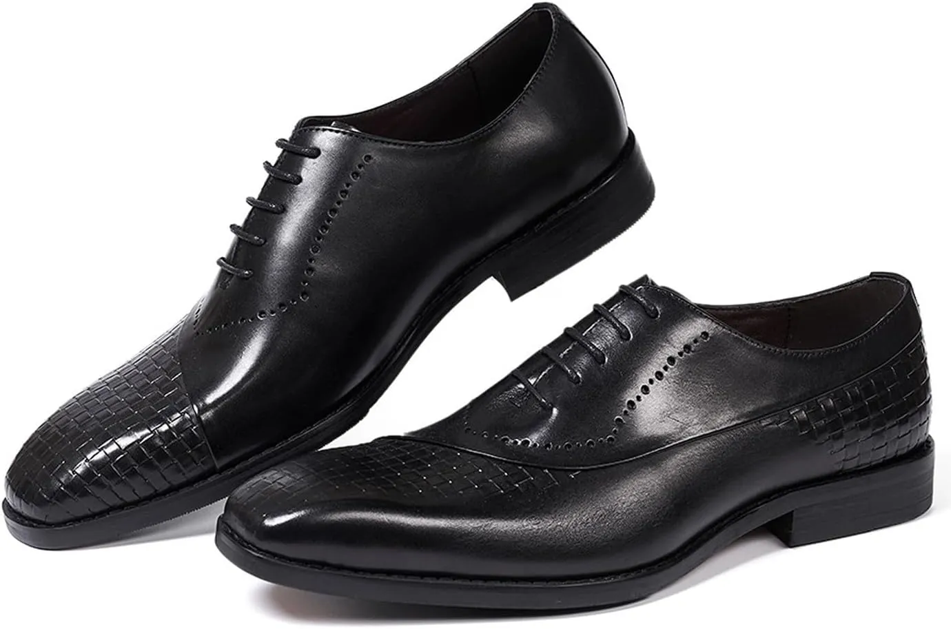 Men's Oxfords Formal Dress Suit Shoes Genunie Leather Wingtips Brogues Woven Pattern Modern Shoes Men's Fashion Prom Wedding Business Causal Derby Comfortable Tuxedo Shoes for Men
